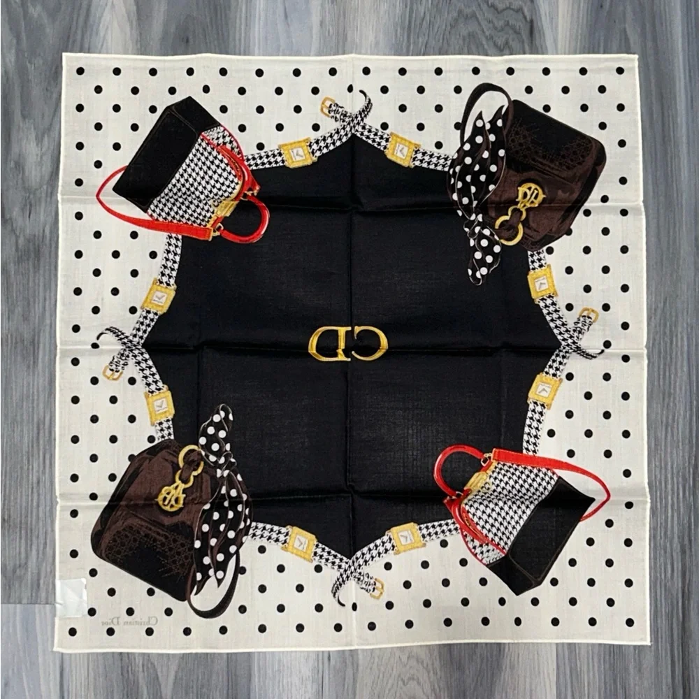 Christian Dior Vintage 90s Cannage Bag Polka Dot Handkerchief Scarf